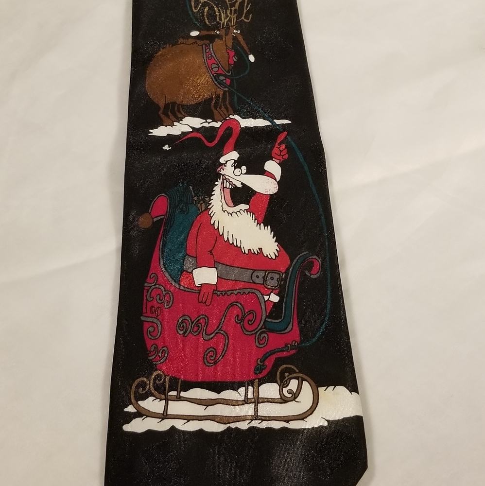 Mens Christmas Holiday Tie Whimsical Santa Reindee